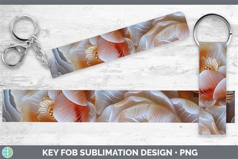 D Agate Flowers Lotus Key Fob Sublimation Wristlet Designs