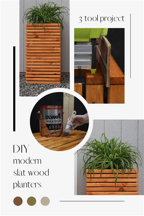 DIY Modern Slat Wood Planters DIY Huntress