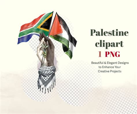 South Africa & Palestine Flag Floral PNG Clipart Design: Sublimation ...