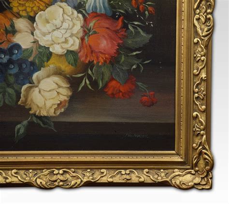 Antiques Atlas Oil On Canvas Still Life Of Flowers