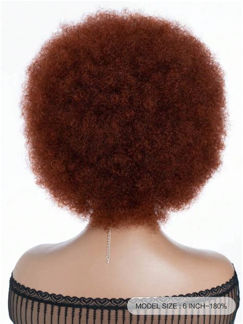 Perucas Afro Cabelo Humano Castanho Avermelhado Afro Kinky Curly Wigf