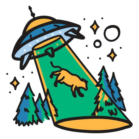 Diseño PNG Y SVG De Nave Espacial Alienígena Volando Sobre Un Bosque