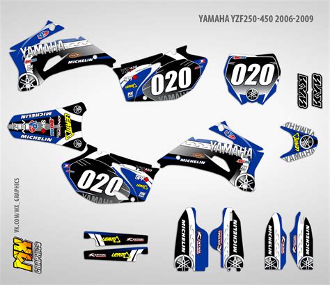 Наклейки на мотоцикл Yamaha Yz250f Yz450f 2006 2009 Серия Dk Mx Graphics