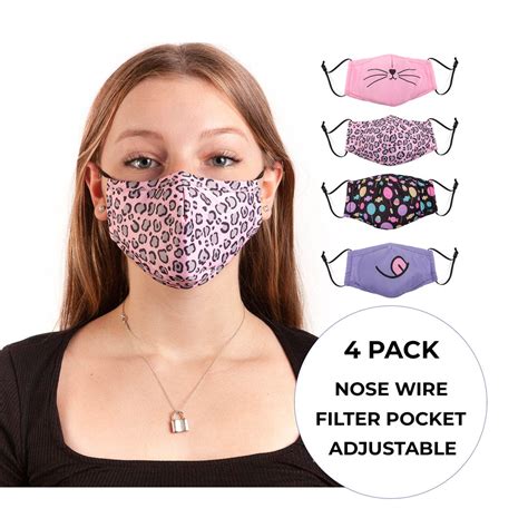 4bundle Mask Kids Cat Collection Masks With Filter Pocket Reusable