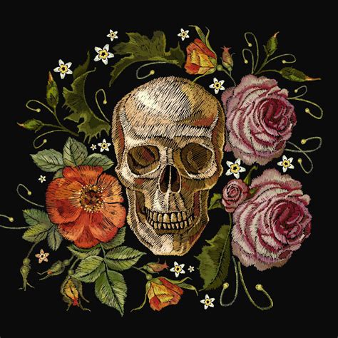 Skull Flowers Wall Art | Digital Art