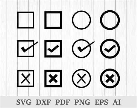 Check Mark Svg Tick Mark Svg Check Box Svg Cross Mark Svg Etsy