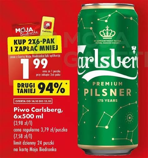 Promocja Carlsberg Piwo X Ml W Biedronka