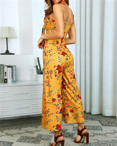 Pin By Anita Segovia On Bragas Floral Print Jumpsuit Jumpsuit