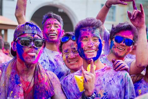 Holi Festival Of Colors Celebration In Kathmandu Nepal Editorial Image