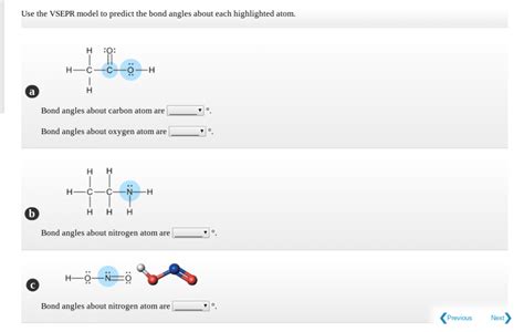 Solved Use The VSEPR Model To Predict The Bond Angles About Chegg