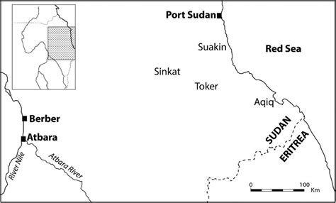 Map of eastern Sudan showing the research area between Port Sudan and ...