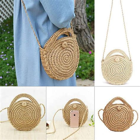 Starynighty Crossbody Straw Bag Straw Handbag Women Handwoven Round