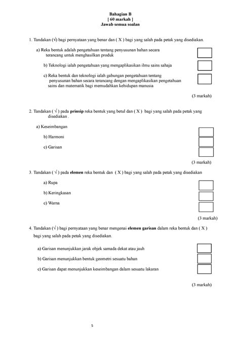 Bahagian B Latihan Bahagian B Markah Jawab Semua Soalan