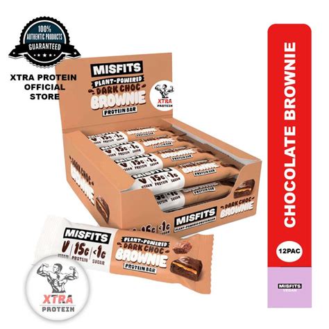 Misfits Vegan Gluten Free Protein Bar Dark Chocolate Brownie 45g 12 Pack Shopee Singapore