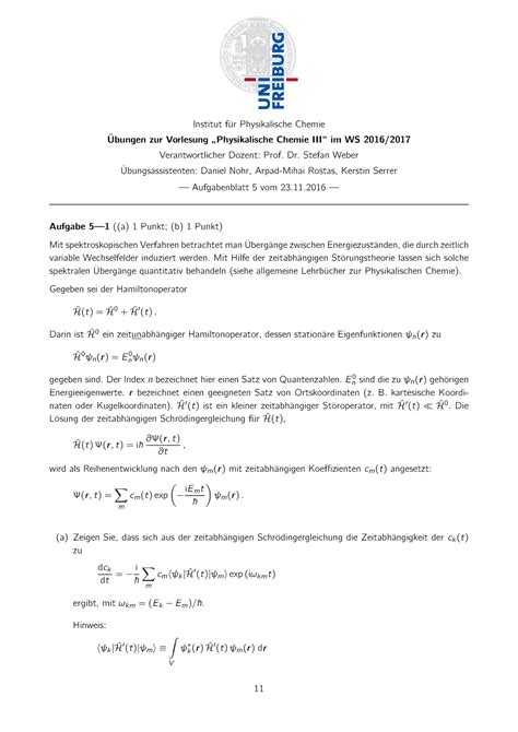 Aufgabenblatt 5 WiSe 16 Prof Weber Institut F Ur Physikalische