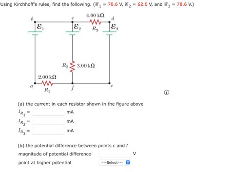 Solved Using Kirchhoffs Rules Find The Following E1