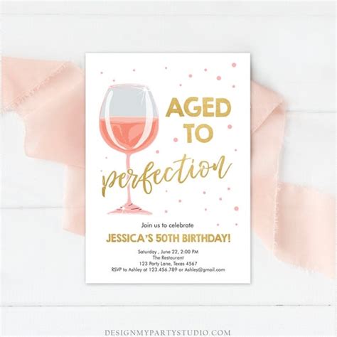 Aged To Perfection Wine Birthday Invitation Printable Etsy Canada