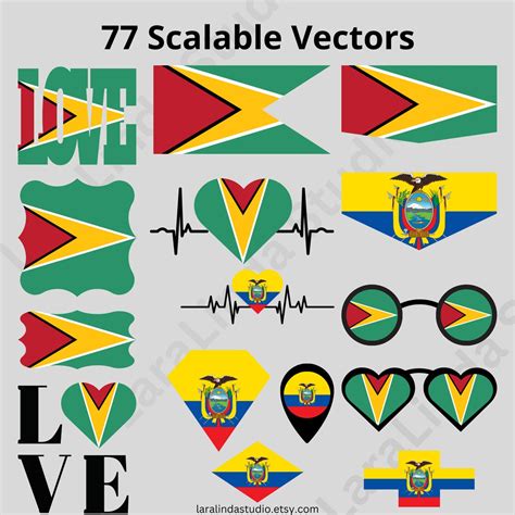 Guyana Flag Bundle 77 SVG & PNG Printable Files for Ready to Use ...