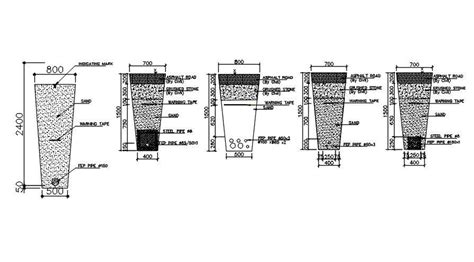 2D Drawing Of Cross Section Of Electric Manhole In AutoCAD Design CAD