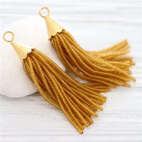 Yellow Tassel Earring Etsy