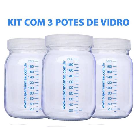 Kit Potes De Vidro Para Armazenar Leite Materno Ml