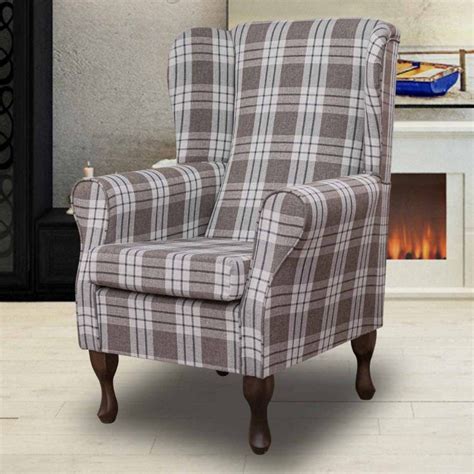 Standard Wingback Chair In A Kintyre Chestnut Tartan Fabric Beaumont