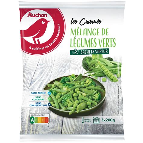 AUCHAN Mélange de légumes verts assaisonnés en sachet individuel 3