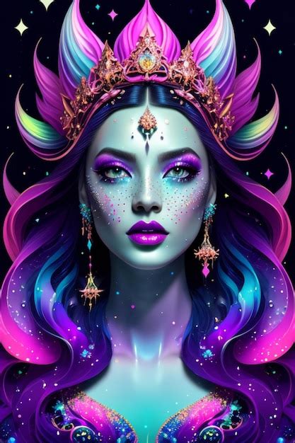 Premium AI Image Princess Nebulosa Galaxy Splash Art Style Portrait