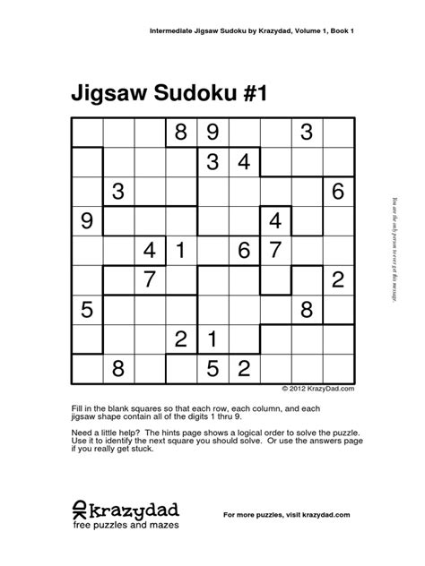 Krazydad Printable Sudoku