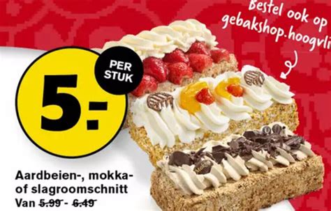 Aardbeien Mokka Of Slagroomschnitt Aanbieding Bij Hoogvliet