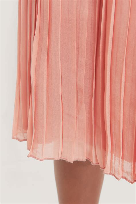 Pleated Midi Skirt Pink Na