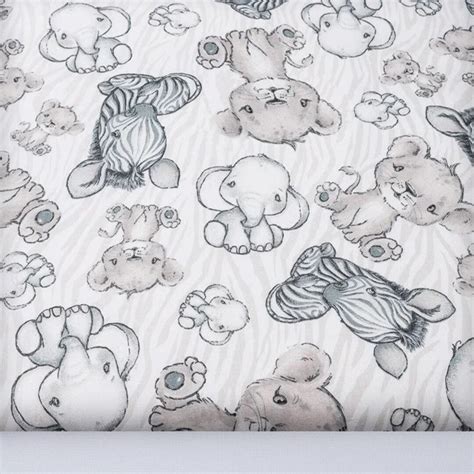 Baby Safari Fabric Cute Zoo Animals Fabric By The Yard Meter Etsy