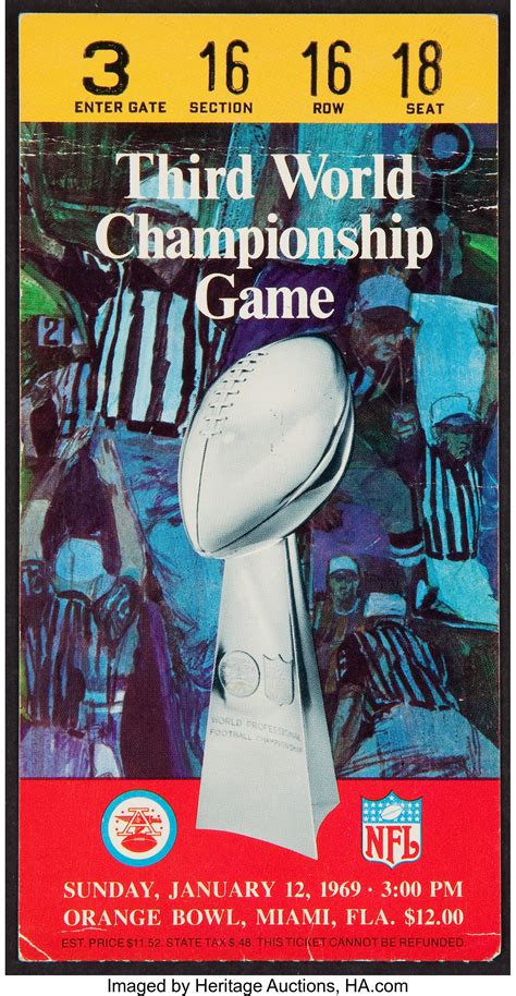 1969 Super Bowl III Ticket Stub - Namath Guarantee Game!... | Lot ...