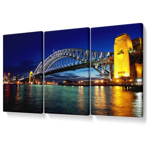 Ebern Designs Sydney Harbour Bridge Reflections 3 Piece Wrapped