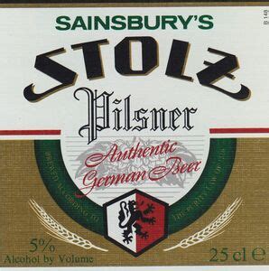 Drink Label Sainsburys Stolz Pilsner Dortmunder Actien Brauerei