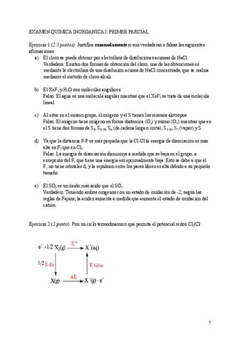 Primer Parcial Examen Qu Mica Inorg Nica I Pdf