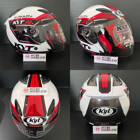 Jual Helm Half Face Kyt Dj Maru Kyt Motif White Red Helm Halfface