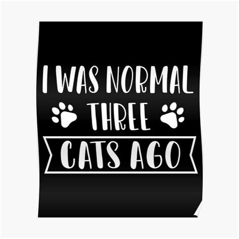 I Was Normal Three Cats Ago Funny Cat Meme Poster By Shirtdesigner