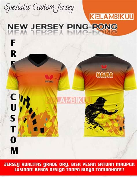 Jersey Tenis Meja Ping Pong Printing Terbaru Jersey Ping Pong Custom