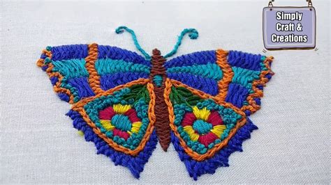 Hand Embroidery Butterfly 🦋 Embroidery Beautiful Butterfly 🦋 Embroidery Design Youtube