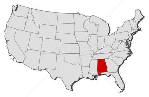 Map Of The United States Alabama Highlighted Vector Illustration