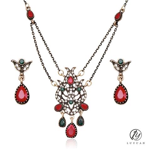 Exquisite Vintage Turkish Jewelry Set Charm Antique Crystal Party