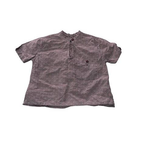 Camisa xadrez nude branco e azul bolso botões 2 anos Babylooks