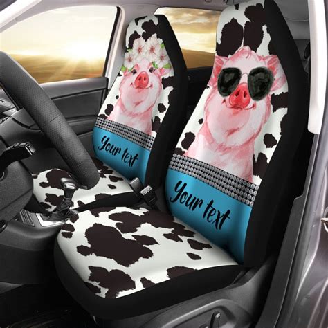 Cute Pink Pig Car Seat Covers Custom Name Car Interior Accessories