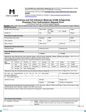 Fillable Online Pharmacy Prior Authorization Request Form Mercy