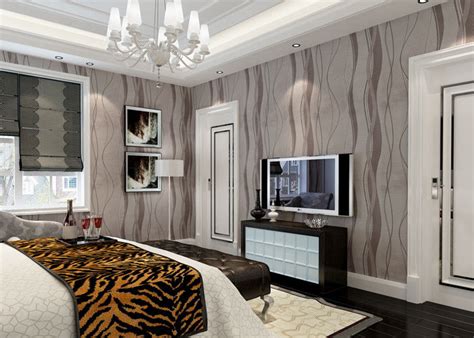 Grey Removable Wall Coverings Contemporary Bedroom Wallpaper With Curve