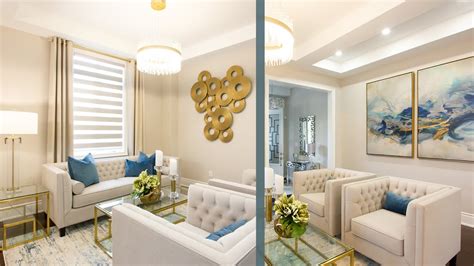 Stunning Modern Blue And Gold Living Room Makeover Youtube