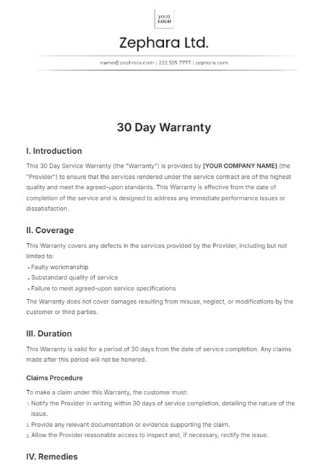 Free Warranty Templates To Edit Online And Print