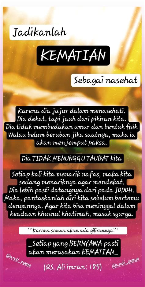 Jadikanlah Kematian Sebagai Nasehat Islamic Quotes Islamic Messages