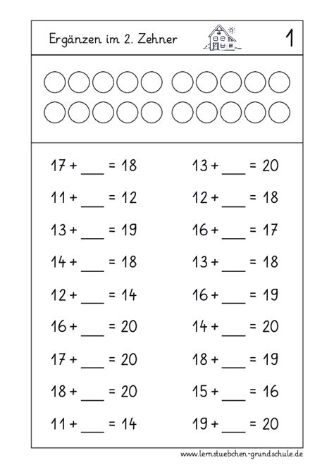 Kopfrechenbl Tter Zum Erg Nzen Im Zehner Mit Pdf Lernst Bchen